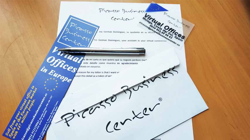Carta, sobre, bolígraf, marcapàgines i targeta de visita centre de negocis